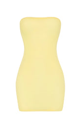 Soft Sheer Mesh Bandeau Mini Slip Dress in Yellow