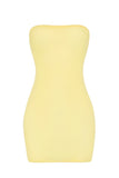 Soft Sheer Mesh Bandeau Mini Slip Dress in Yellow