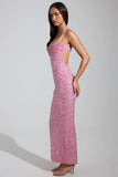 Embellished Cowl Neck Maxi Dress in Pink