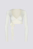 Soft Jersey Wrap Crop Top in White