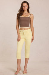 Mid Rise Capri Jeans in Lemon Yellow