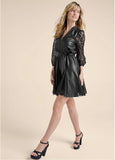 Faux Leather And Lace Dress Black