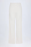 Pointelle Mid Rise Straight Leg Trousers in White