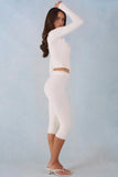Knit Mid Rise Capri Trousers in Ivory