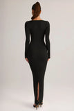 Modal Square Neck Bodycon Maxi Dress in Black