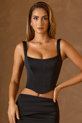 Lace Up Corset Top in Black