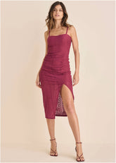 High Slit Midi Dress Beet Red