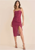High Slit Midi Dress Beet Red