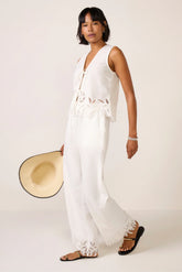 Emmie Embroidered Wide Leg Pant