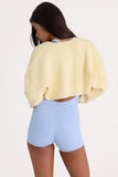 Ribbed Knit Cropped Shrug in Lemon