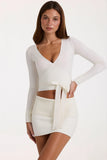 Soft Knit Wrap Top in Ivory