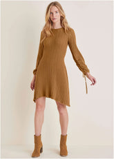 Tie Detail Mini Sweater Dress Hazelnut
