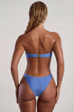 Bead Embellished High Leg Cheeky Bikini Bottoms in Powder Blue