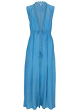 Lace Trim Kimono Cover Up Azure Blue