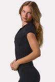 Soft Active Quarter Zip Top in Black