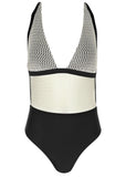 Crochet Open Back Swimsuit Cream