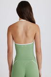 Soft Active V Neck Halterneck Top in Green