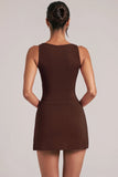 Square Neck Top in Chocolate Brown