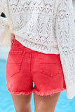 My Favorite Red Acid Wash Button Fly Shorts