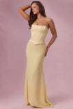 Satin Corset Bridesmaid Dress in Butter Yellow