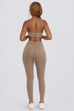 Brushed Jersey Ruched Mid Rise Leggings in Mocha Marl