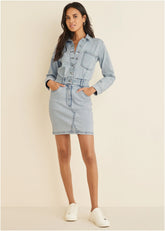 Denim Shirt Dress Light Wash