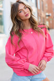 Sadie Hot Pink Eyelet Trim Pullover