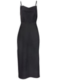 Cowl Neck Slip Dress Jet Black