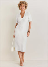 Pointelle Sweater Dress Cloud Dancer