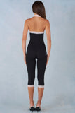 Modal Lace Trim Capri Jumpsuit in Black