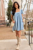 Meet Me Later Chambray Short Sleeve Swing Dress SALE