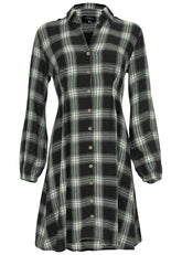 Brushed Plaid Dress White Black