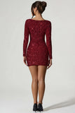 Embellished Sweetheart Neck Mini Dress in Red