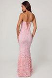 Lace Up Corset Maxi Dress in Soft Pink