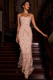 Embellished Appliqué Soft Scoop Corset Gown in Gold