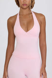 Halterneck Open Back Tank Top in Bloom