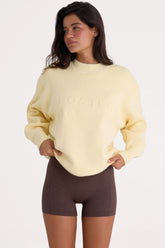 Ribbed Knit Oversized Jumper in Lemon