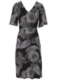 Print Midi Dress Black White
