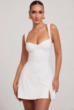 Sweetheart Neckline Mini Dress in White