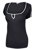 Button Detail Short Sleeve Jet Black