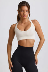 Super Sculpt Seamless Cross Back Sports Bra in White