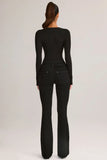 Denim Mid Rise Flared Jeans in Black