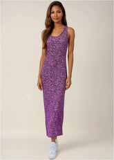 Tank Maxi Dress Purple Abstract Animal