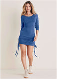 Drawstring Ruched Mini Dress Sodalite Blue