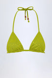 Charm Detail Triangle Bikini Top in Olive Green