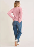 Cable Knit Cut Out Sweater Bleached Mauve