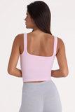 Seamless Soft Rib Square Neck Tank Top in Powder Pink