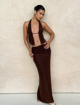 ESHA MAXI SKIRT BROWN CHOCOLATE