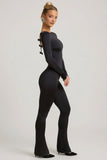 Slinky Jersey Bow Detail Jumpsuit in Black