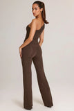 Modal One Shoulder Jumpsuit in Chocolate Brown